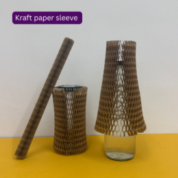 Eco-friendly kraft paper bubble sleeve – honeycomb design for shock absorption, ideal for packaging bottles and fragile items