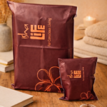 sha Life eco packaging in a lifestyle environment showing stylish reusable packaging with natural props