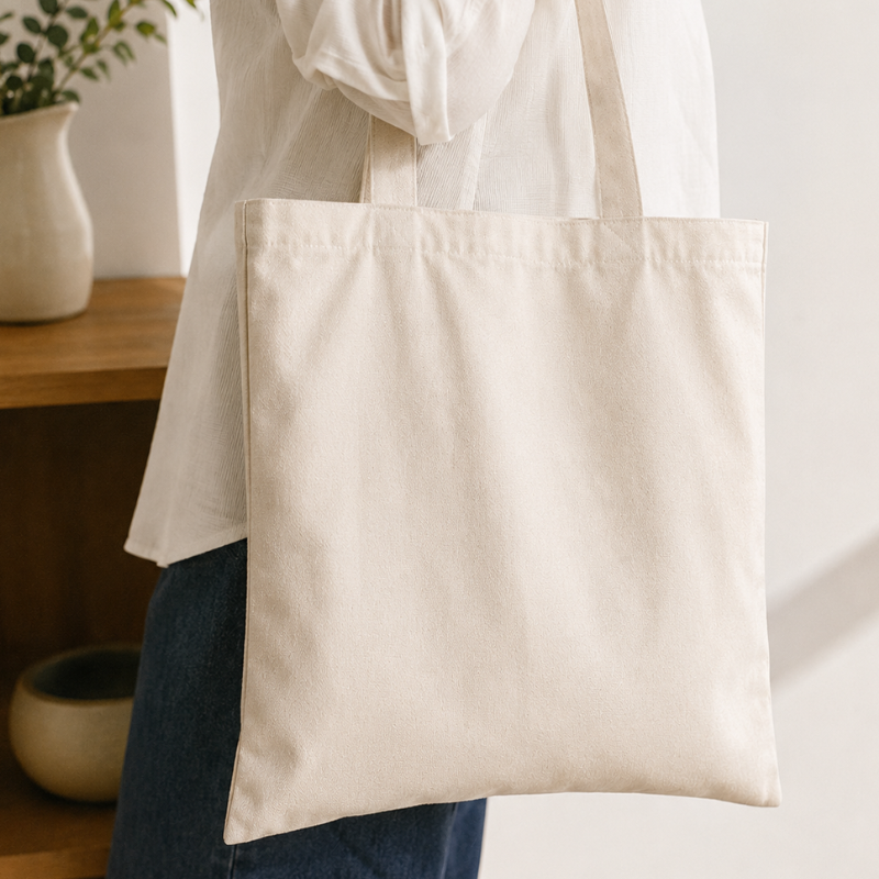 Reusable cotton tote bag for eco-friendly shopping and sustainable packaging
